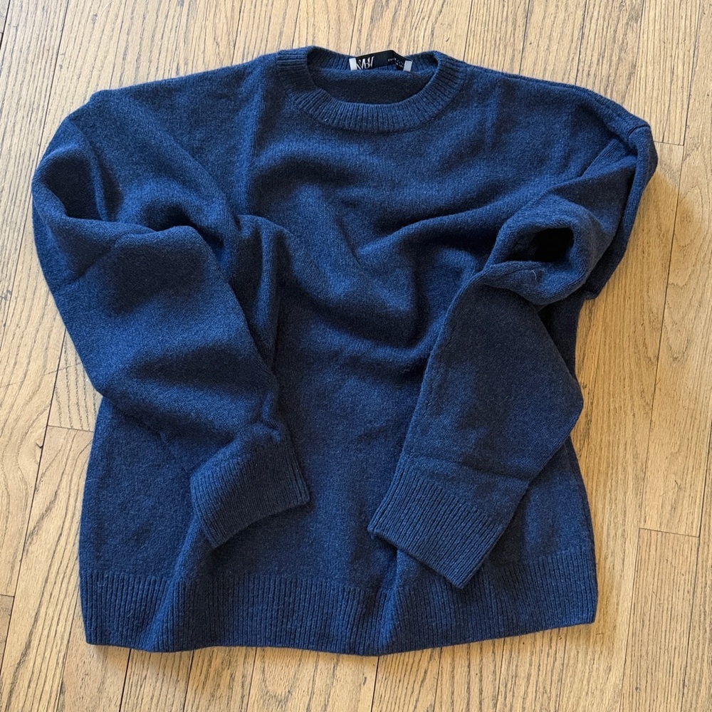 Zara Cashmere Navy Crewneck Sweater - Picture 3 of 6